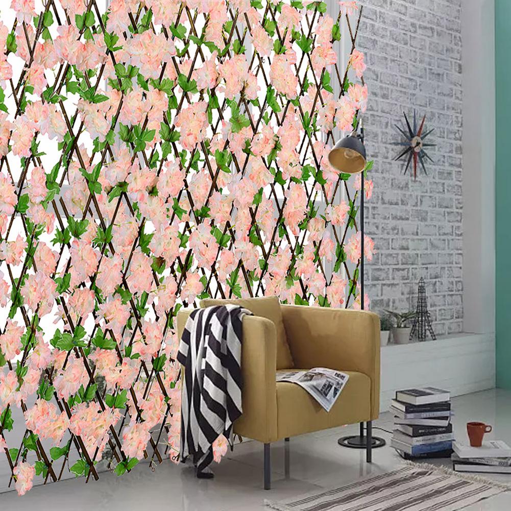 Valla retráctil telescópica de madera para decoración de jardín, decoración de hojas de flores, telescópica, retráctil