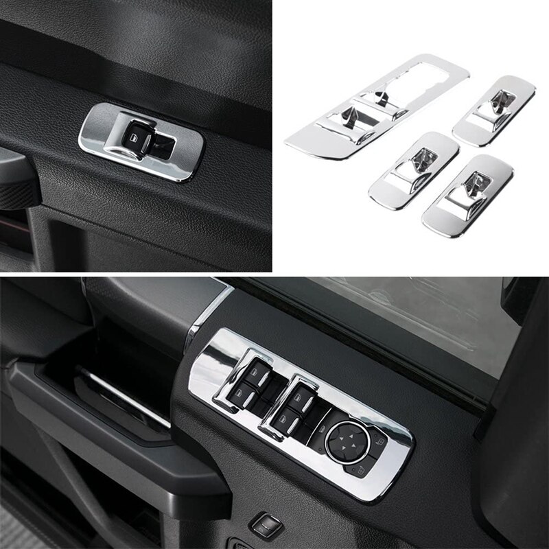 Car Window Lift Switch Panel Decoration Frame for Ford Raptor F150 + & Door Carbon Fiber Password Lock Panel Trim