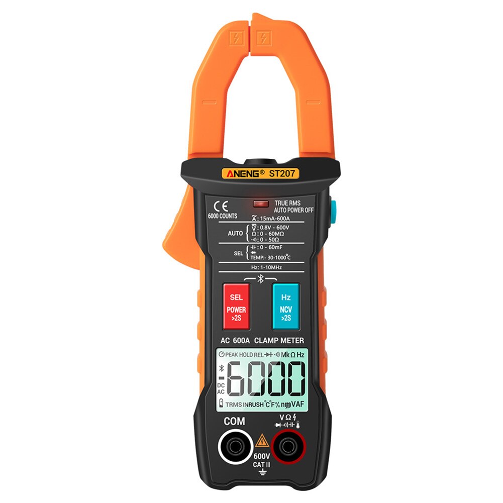 APP Digital Clamp Meter Strong Toughness Electric Portable Multimeter Auto Ranging Data Hold Bluetooth Amp Meter: Orange
