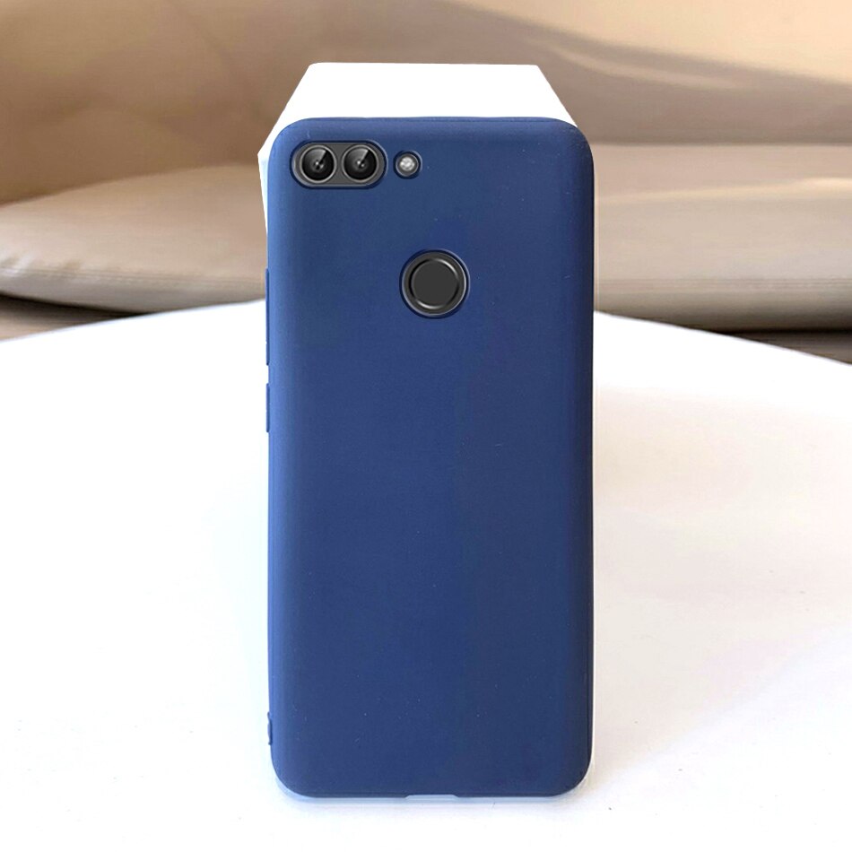Pour Huawei P étui intelligent Coque Huawei PSmart étui souple mat Silicone pour Funda Huawei P FIG-LX1 intelligent coques de téléphone: Royal Blue