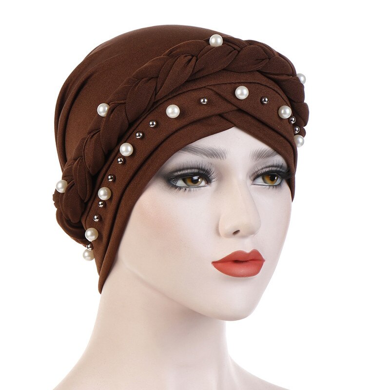 Hiyab-pañuelo para la cabeza para mujer musulmana, capa de turbante de algodón sólido, blanco perla, interior, musulmán, turbantes: 3