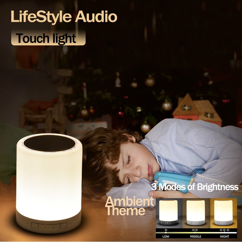 Altoparlante portatile senza fili Bluetooth Mini Player Touch Pat Light lampada da comodino a LED colorata a luce notturna per dormire meglio