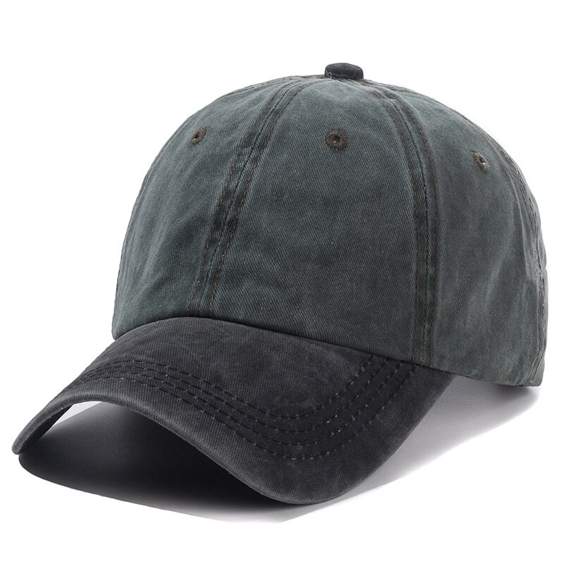 De de la lavado gorra de algodón para hombres y mujeres Gorras con visera casquete de Gorras de béisbol sombrero de papá gorra para exteriores: green black