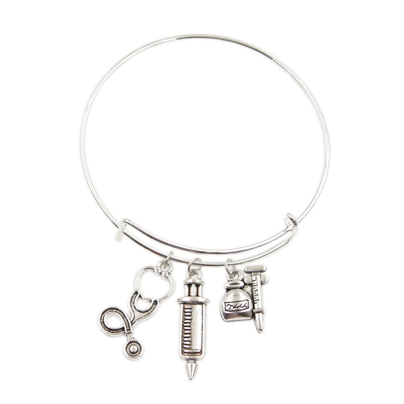 Læge stetoskop sygeplejerske sprøjte flydende vedhæng diy håndlavede charms mænd armbånd kvinder armbånd smykker souvenir til