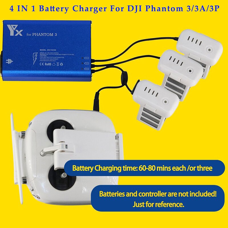 4 In 1 Batterij Oplader Voor Dji Phantom 3 Standaard Professionele Geavanceerde Se Drone Batterij Zender Oplader Parallel Power Hub
