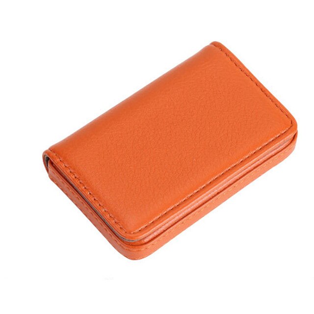 Ezone Leer Mannen Business Kaarthouder Credit Card Case Magnetische Knop Bankkaart Wallet Case Kaarthouder Voor Vrouwen 6.5*10Cm: Oranje