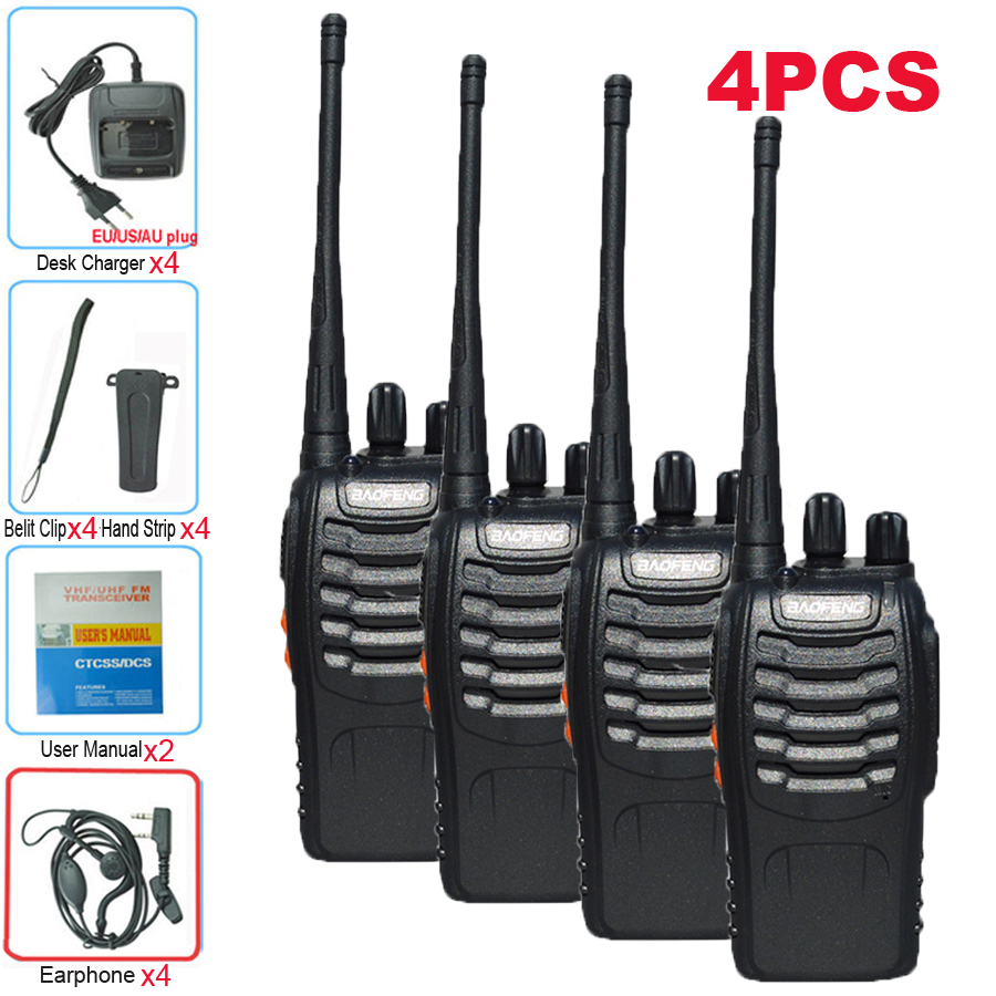 4PCS Originale Baofeng BF888S Walkie Talkie 5W BF-888S 5KM UHF 400-470MHZ Ricetrasmettitore Portatile Radio Bidirezionale BF 888S Citofono: Blu / Usb plug