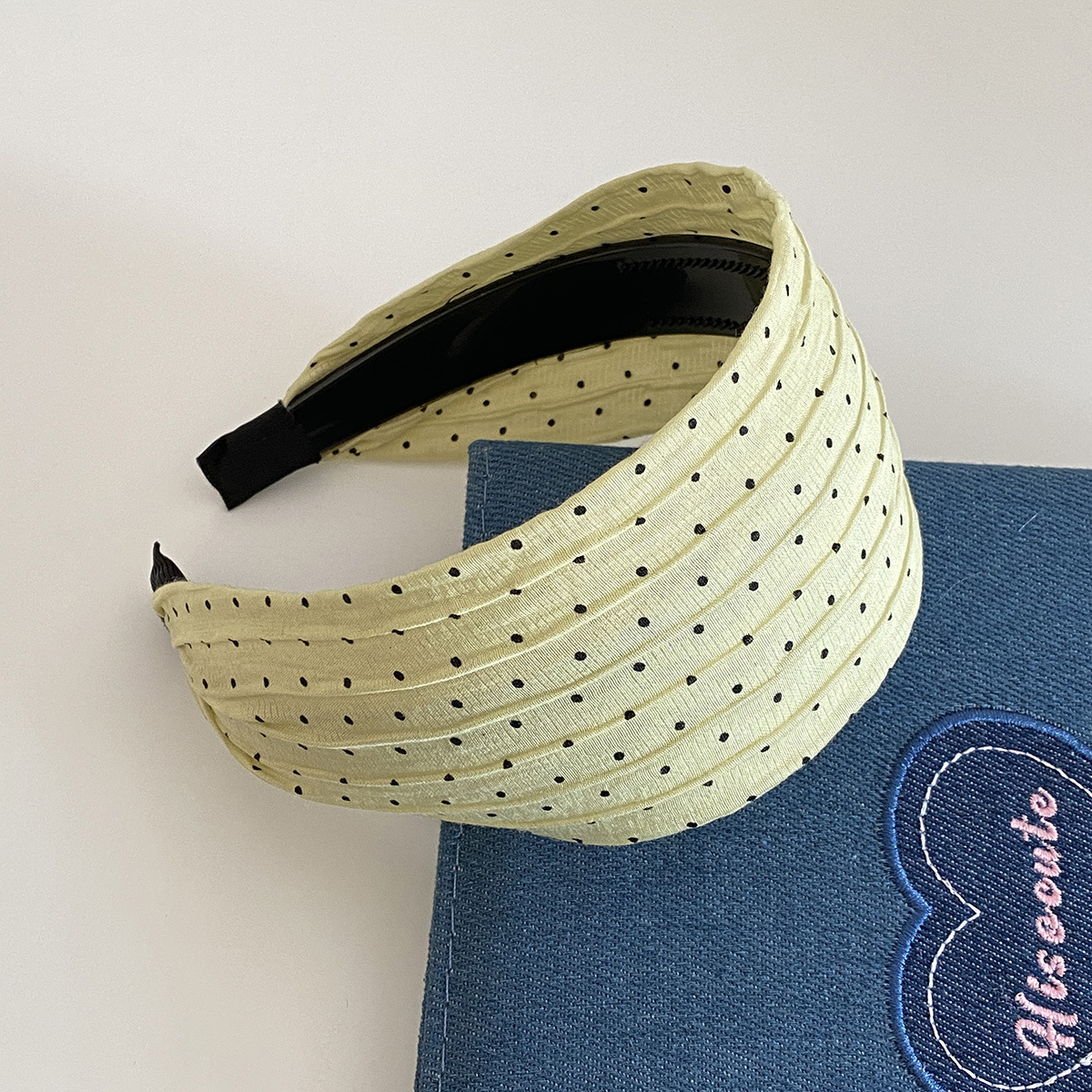 Neue Frühling Sommer Einfache Punkte Stirnbänder Nicht-Unterhose Breite Falten Haarbänder Süße Chiffon Kopf Bands Haar Reifen Frauen Haar zubehör: Gelb