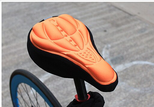 3d komfortable bløde silikone cykel sædeovertræk gel pad åndbar fortykket skum cykel sæde mtb cykeltilbehør: Orange