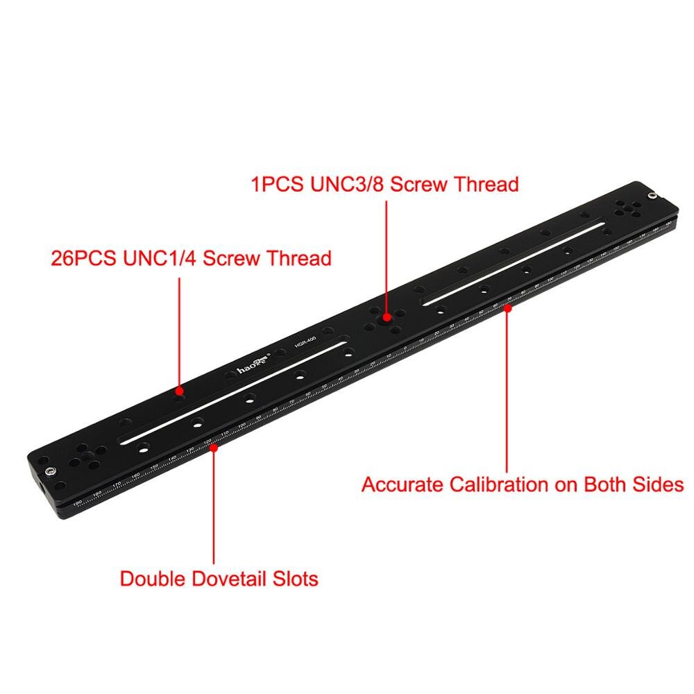 Haoge 400mm Multi-purpose Dual Dovetail Long Quick Release Extender Rail Sliding Plate for Camera Tripod Ballhead Clamp fit Arca
