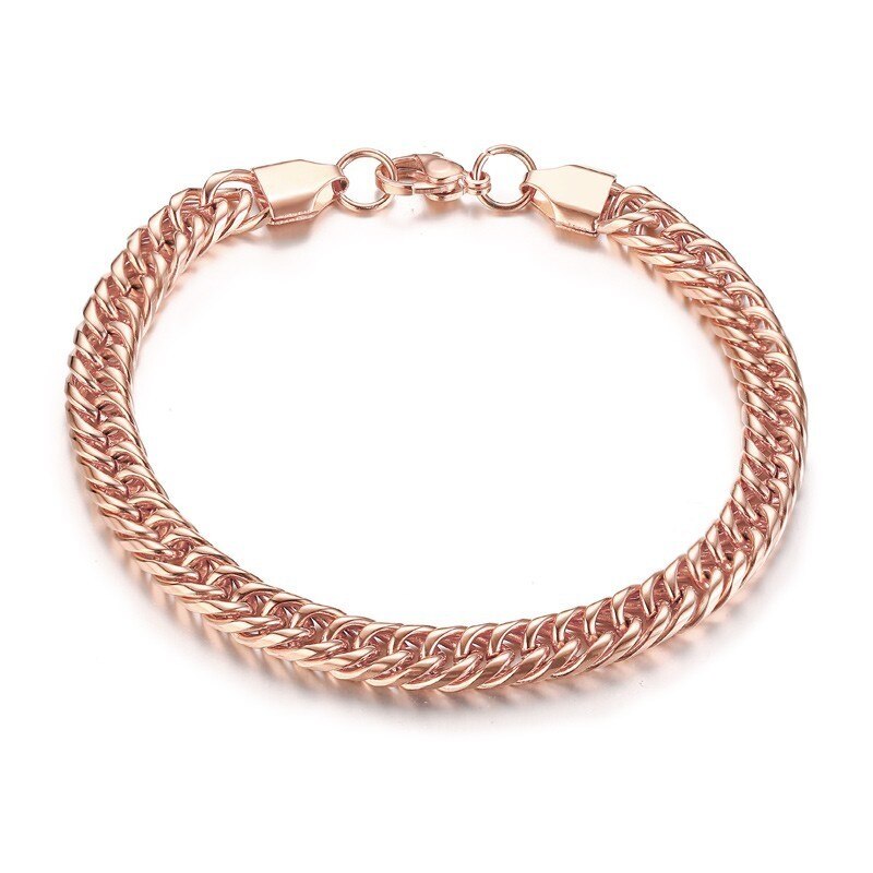585 roséguld kedjor kvinnor armband armband rostfritt stål pulseira feminina tillbehör ingen blekning: Br -653r bild