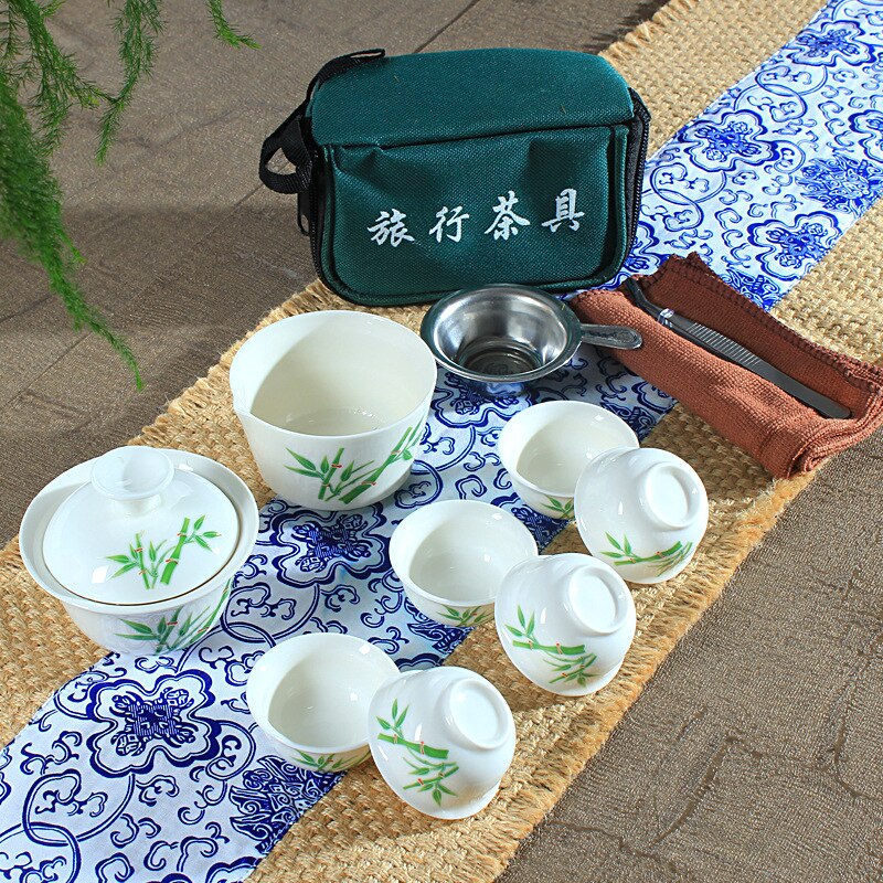 4 style Travel Tea Set Chinese Portable Ceramic Bone China teaset Gaiwan Teacup Porcelain Tea Cup The Kung Fu Outdoor Teapot Set