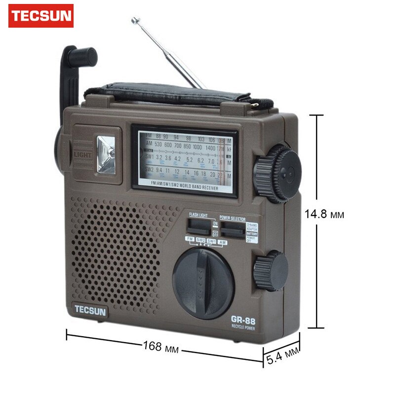 Originale TECSUN GR-88 GR-88P Ricevitore Radio Digitale Luce Di Emergenza Radio dinamo Radio con costruito-in oratore mano Manuale di Alimentazione
