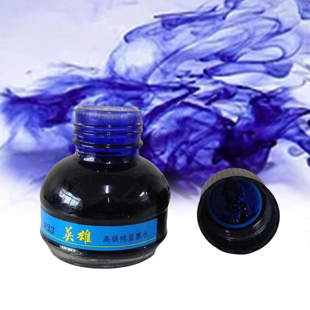 60ml Bottled Blue Fountain Pen Ink Hero 233 Writing Ink Refill Glass Smooth Fountain School Student Stationery Office Supplies