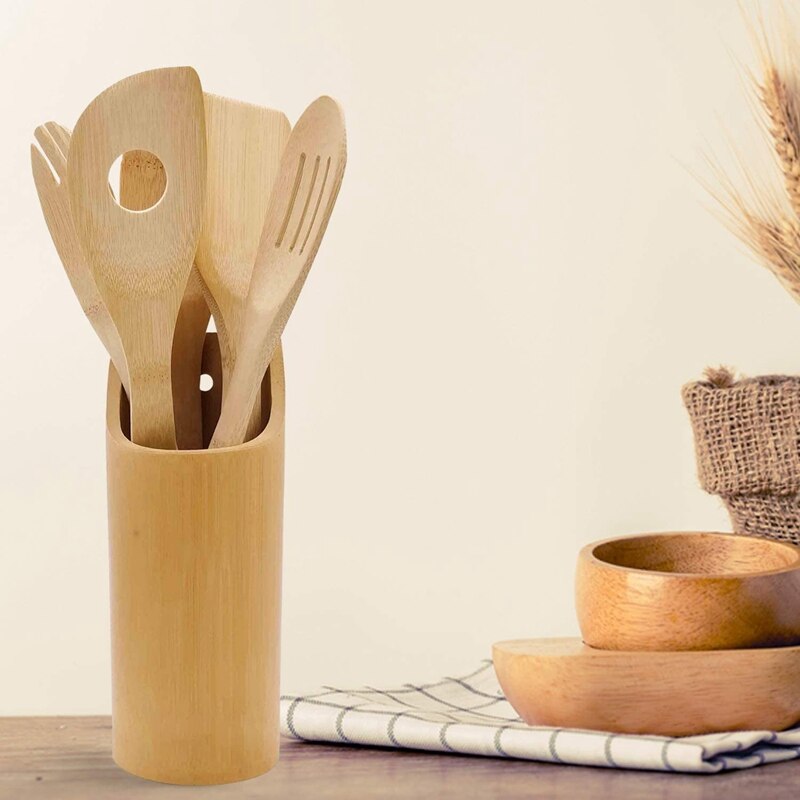6 Piece Set Bamboo Utensils Set Bamboo Cooking Utensils Wooden Spoons for Cooking Wooden Kitchen Utensil Set