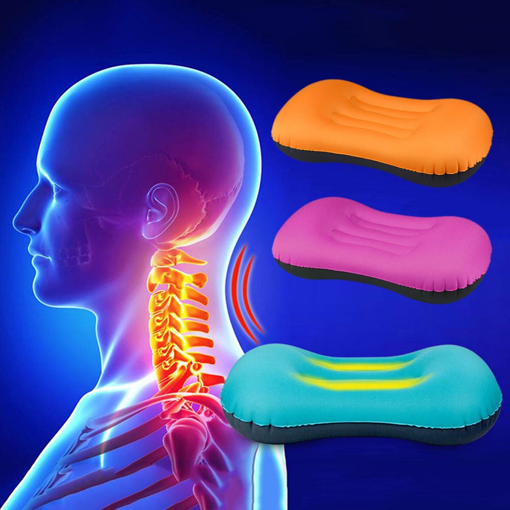 Reiskussen luchtkussen opblaasbaar dubbelzijdig flockkussen kamp strand auto vliegtuig hotel hoofdsteun bed slaapkussen