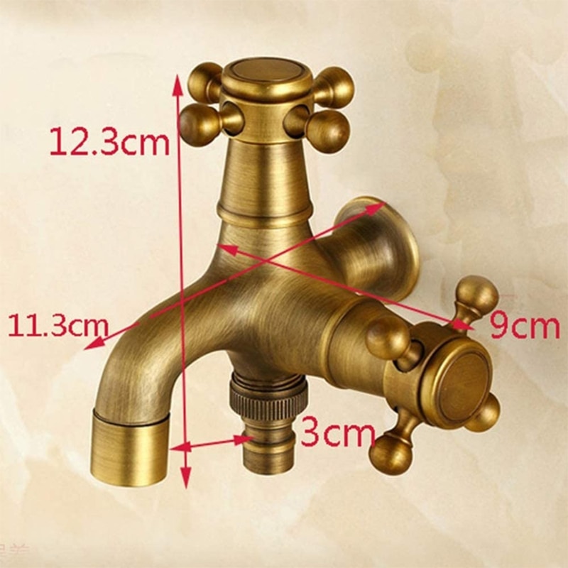 Rubinetto per acqua in ottone europeo a parete rubinetto per acqua antico classico a doppio scopo per il bagno del giardino di casa elegante