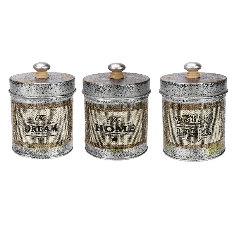 Organizer Desktop Sundries Box Kitchen Tableware American Retro Antique Metal Storage Jar Box Nuts Jar Snack Home Decoration