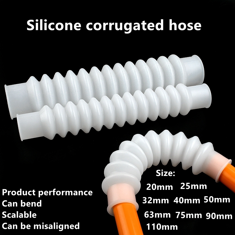 1Pc I.d 20 ~ 110Mm Siliconen Gegolfde Buizen Rubber Slang Expansie En Buigen Waterbuis Pvc Flexibele Aansluiting Schroefdraad Pijp