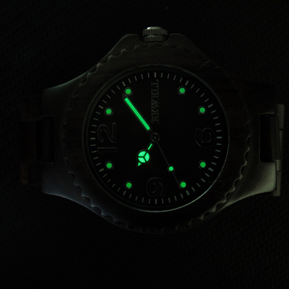 Reloj de granos de madera BEWELL para hombres y mujeres, relojes de Madera hechos a mano, movimiento de cuarzo Luminouse, madera de sándalo rojo de Arce, de San Valentín 038A