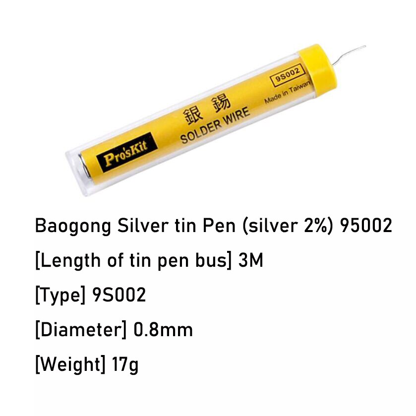 Baogong Hoge Zuiverheid Tin Draad 2% Zilver Tin Pen (0.8Mm, 17G) 9S002 Soldeertin Lasdraad