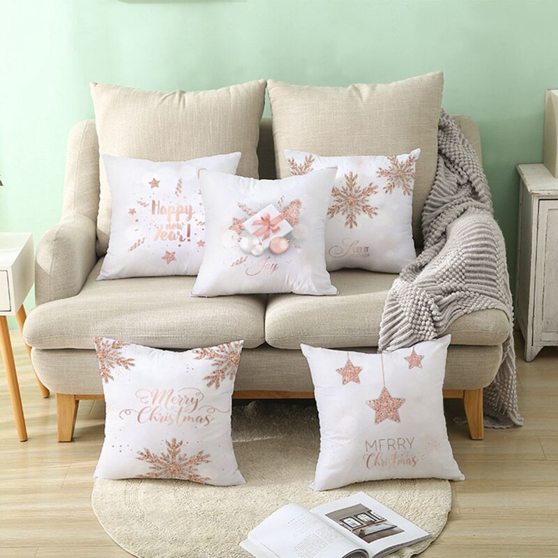 Weihnachten Pfirsich Haut Kissen fallen Rose Gold Kissen Abdeckung Hause Dekoration Neue Jahr Sofa Dekor