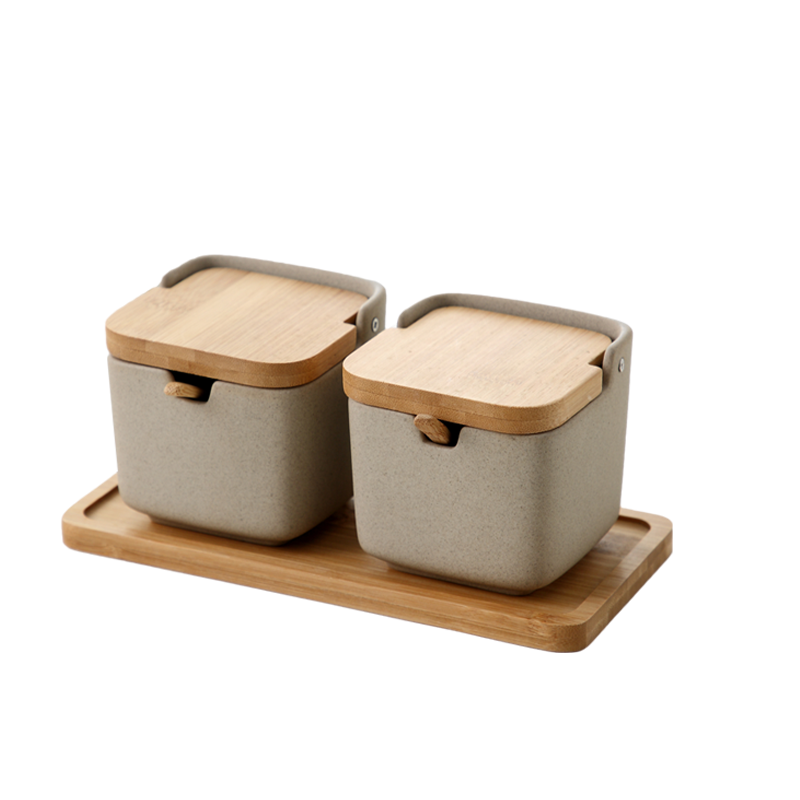 Style japonais assaisonnement boîte ménage sucre céramique bol assaisonnement pot avec couvercle sel pot huile d'olive bouteille cuisine fournitures