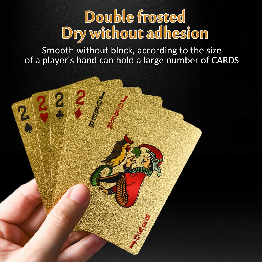 Luxe 24K Gold Speelkaarten Poker Game Dek Goudfolie Poker Set Plastic Magic Kaarten Waterdichte Kaarten Magie
