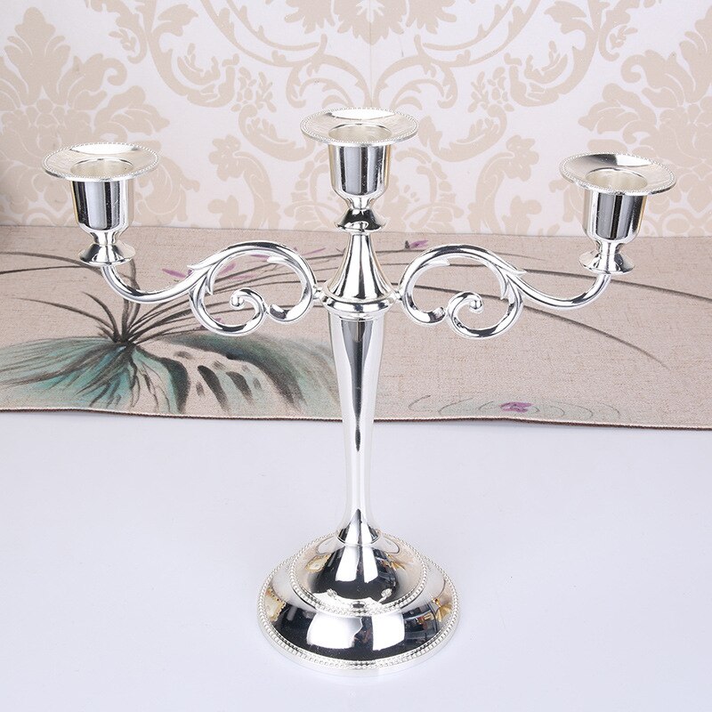 Metal Silver/Gold Plated Candle Holders 7-Arms Stand Zinc Alloy Pillar For Wedding Portavelas Candelabra: Burgundy