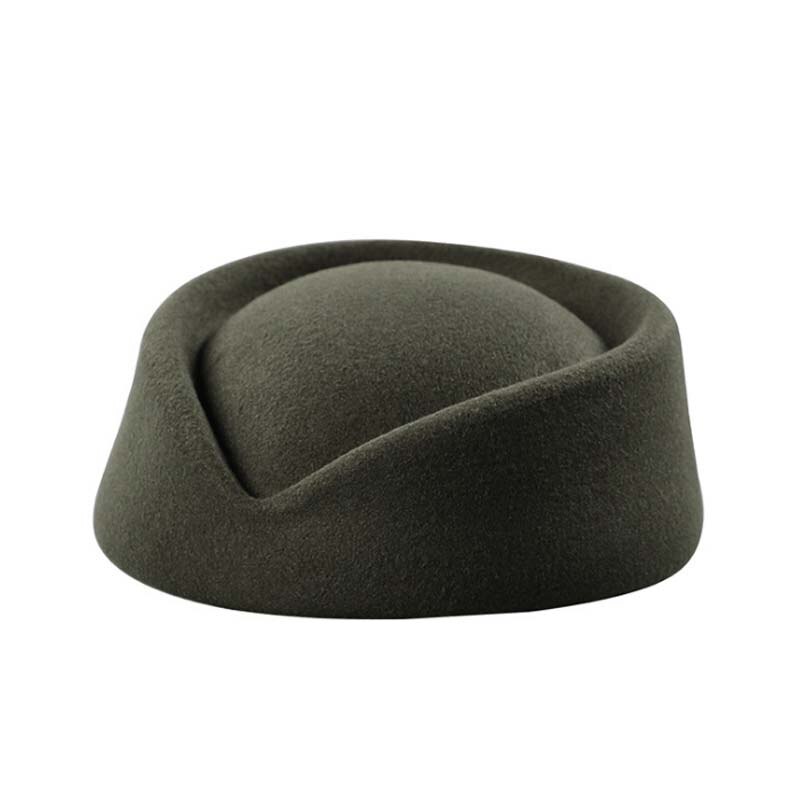 Gode kvinder uld kasket stewardesse pilleæske hat filt baret dråbefascinator base sød: Grøn