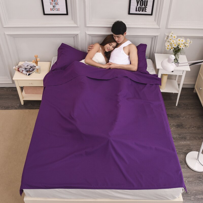 Ldajmw udendørs rejse transportabel hotel bomuld sovepose studerende voksen indendørs polyester monteret lagen madras dække lagner: Lilla / W 115cm  l 210cm