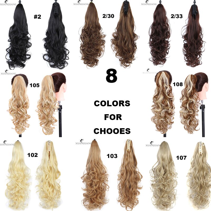XUANGUANG Curly Hair Ponytail Hair Extension Brown Blonde Heat Resistant Artificial Ponytail