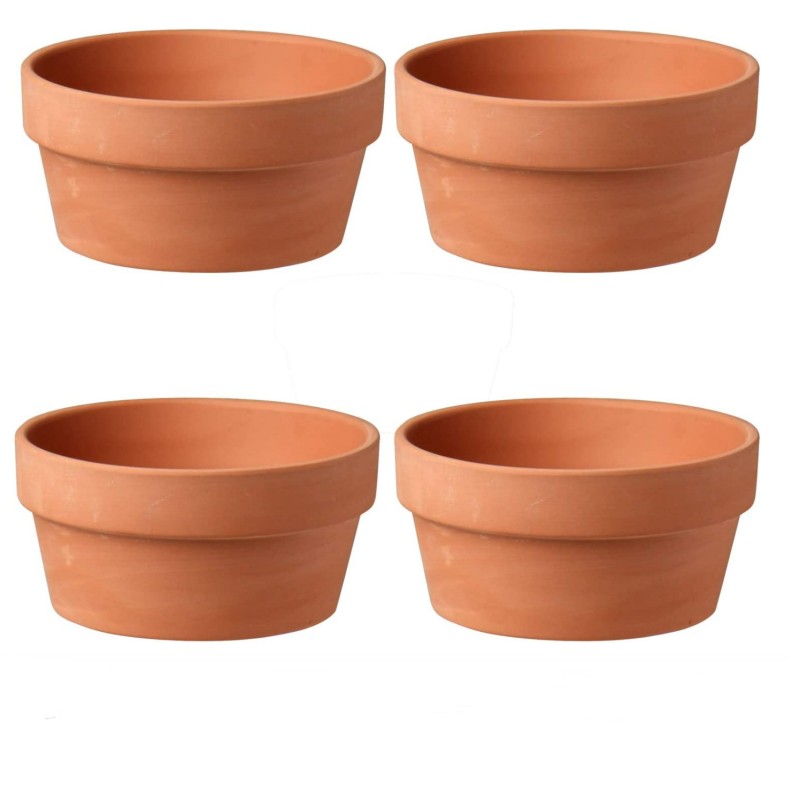 Vasos de terracota rasos, 4 unidades, 5.5 "x 2.8", vasos de flores, vaso de cerâmica de argila com furo de drenagem, cactus, planta suculenta