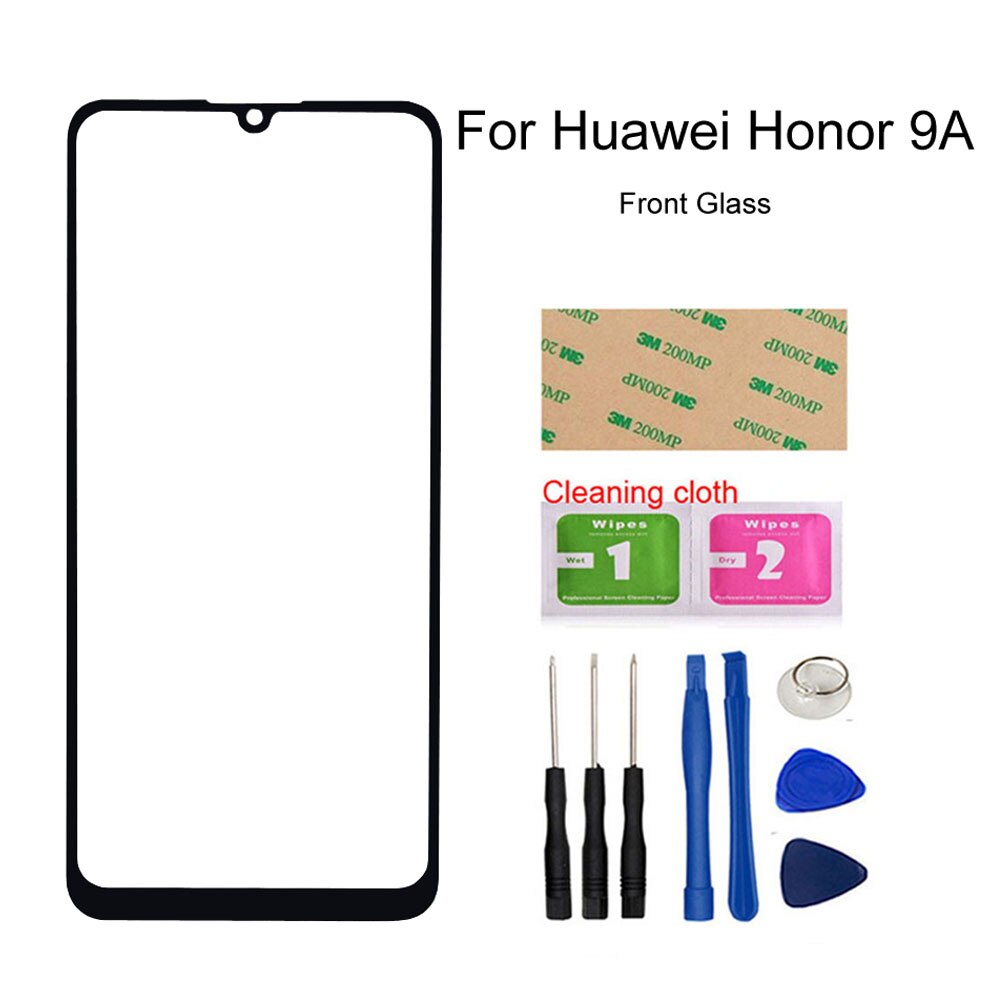 For Huawei Honor 9A 9x Pro Front Glass Panel (No Touch Screen) Outer Glass Cover Assembly Parts 6.3&#39;&#39; Panel: 9A Black Tools