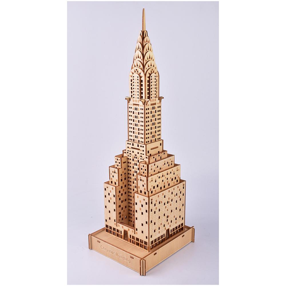 Beroemde Nationale Attracties Hoge Precisie Lasersnijden Puzzel 3D Houten Puzzel Modelbouw Kits-Nederlandse Windmolen: Chrysler Building