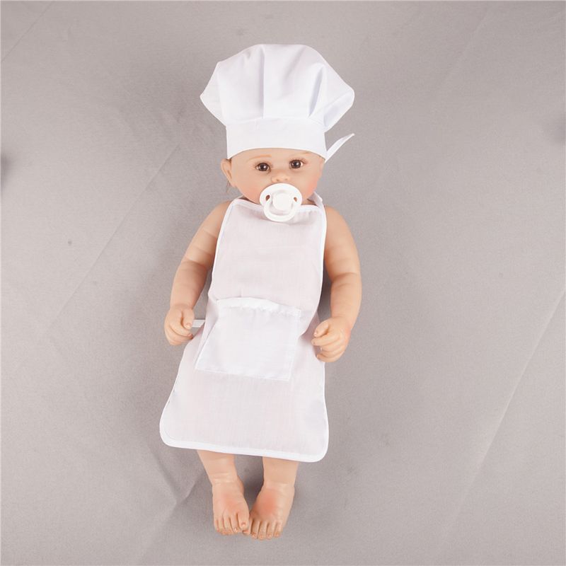 Delantal y Gorro de cocinero para bebé, accesorio de fotografía para recién nacido, 2 piezas, blanco, 24be