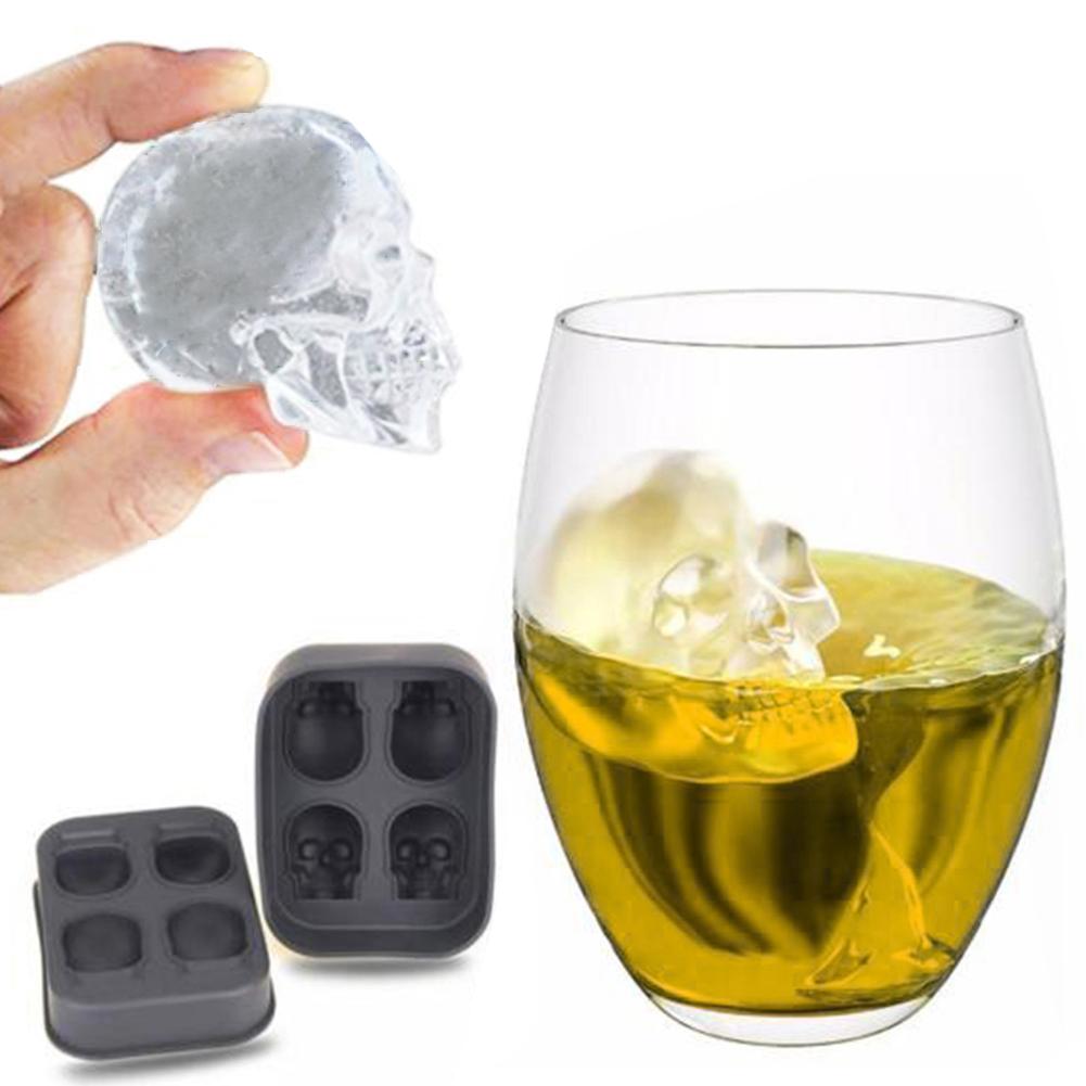 4 reikää silikoniluut kallo jääpala muotti kakku karkki tarjotin halloween jääpalakone kallon muotoinen suklaa muotti muotti