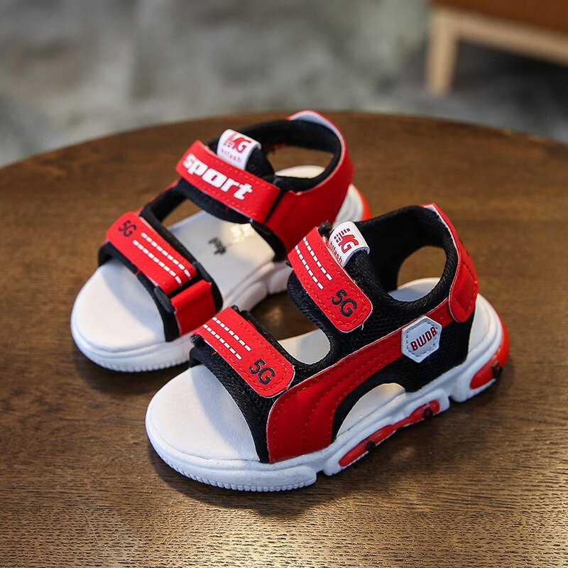 Børnesko sommer børne & #39 ;s blinkende sandaler drenge& #39 ;s og piger blød bund strandsko baby glød børn & #39 ;s sandaler: Rød / 30- indersål 18.5 cm