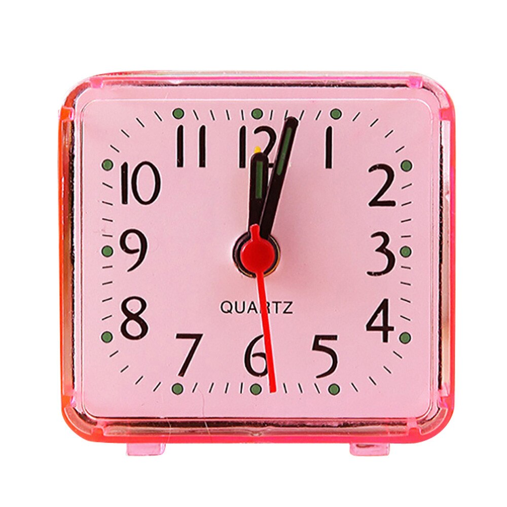 Cute Clock Bedroom Desk Square Small Bed Compact Travel Quartz Beep Alarm Clock Cute Portable Clock popular: Red