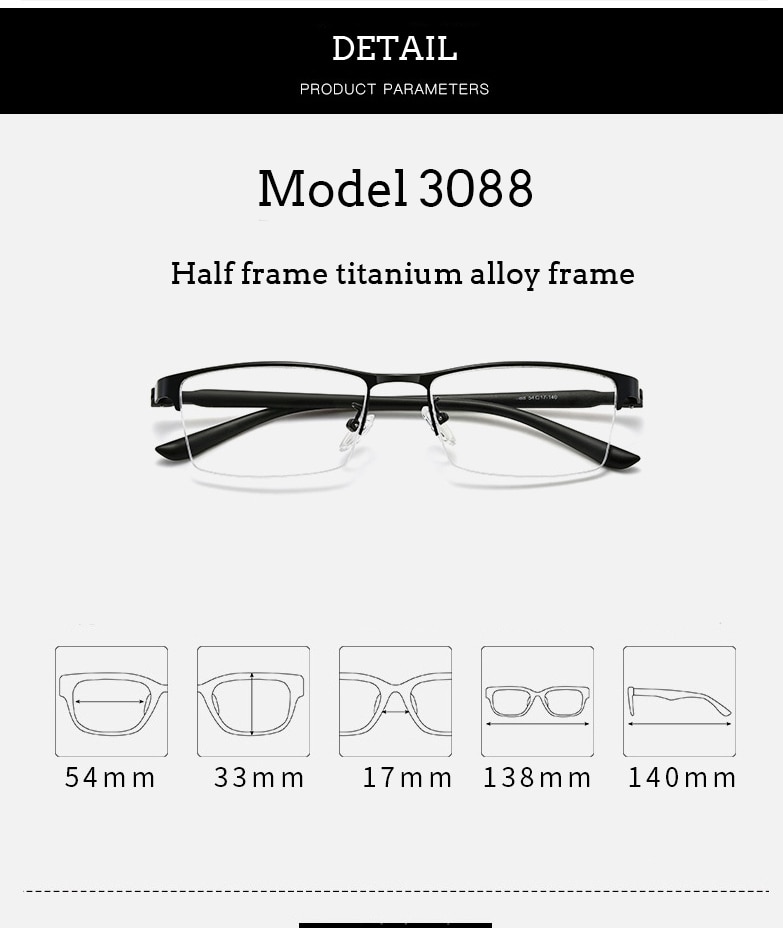 Ultralight Titanium Alloy Myopia Men Glasses Frame Superelastic TR90 Leg Prescription Grade Eyeglass Business Eyewear Half Frame