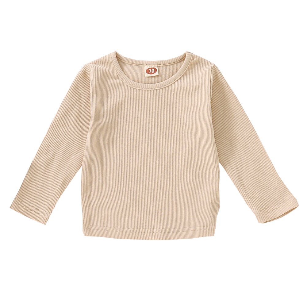 Capretto del bambino Appena nato Tollder Magliette E Camicette Vestiti 2020 Autunno Sof t del Cotone A Manica Lunga O-Collo camicia solido superiore: Cachi / 0-3M