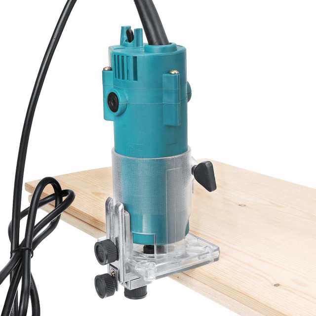 800W 35000RPM Wood Electric Hand Trimmer Woodworking Engraving Slotting Trimming Hand Carving Machine Wood Router Joiners Set: Plastic US plug