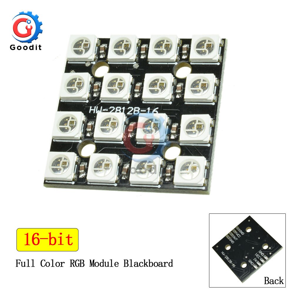Controlador de adaptador de luz LED para Arduino, controlador inalámbrico con Wifi, ESP8266, ESP-01, WS2812B, 4, 16, 40, 64 LED, RGB, 5050: 16-bit Blackboard
