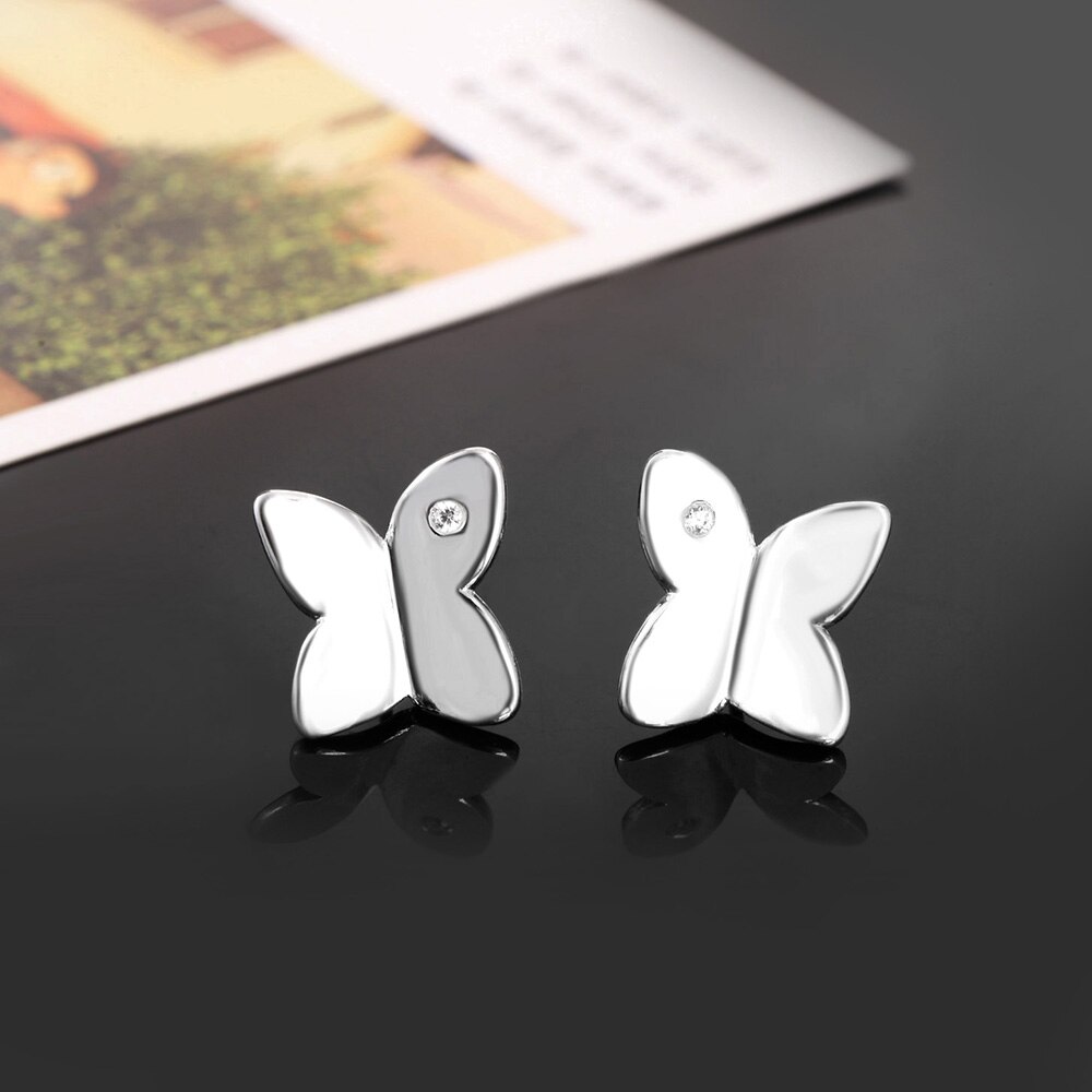 Feine 925 Sterling Silber kristall schmetterling ohrringe ringe Schmuck-setzt für frauen glücklich Partei hochzeit Weihnachten