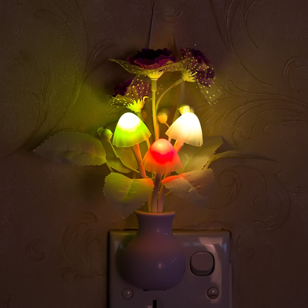 Belle LED colorée lilas veilleuse lampe champignon romantique lilas nuit éclairage pour la maison Art décor éclairage nous/ue Plug