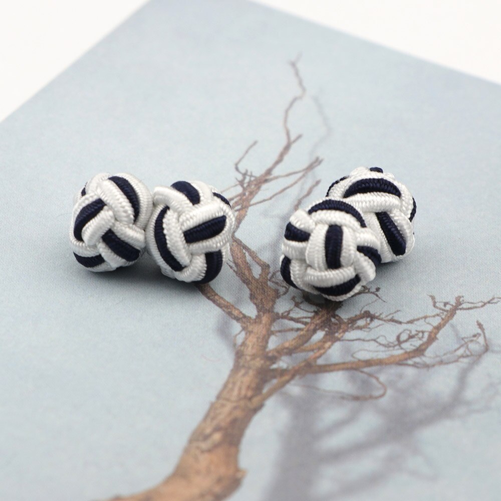 Novità nodi di Seta CufflinksMixed Tre Colori FAI DA TE Intrecciato Handmade Elastico Corda Doppia Sfera Gemelli Per Gli Uomini Regalo NO.1-20: 1