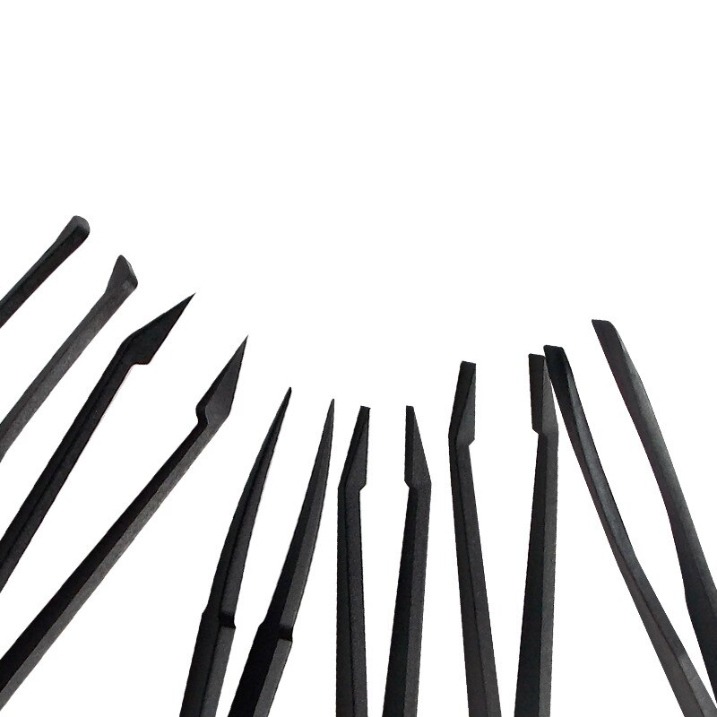 FIXFANS 6Pcs Black Precision Plastic Tweezers Kit Anti static Tweezers Set Pickup Clamp for Craft Electronics DIY Repair Tool