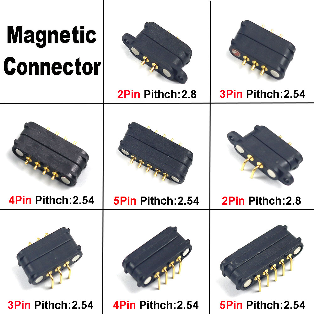 1Pair Magnetic Pogo Pin Connector 2A 36V 2/3Pin 4Pin 5 Pin Spring-Loaded Male Female 2.54 MM Spring Loaded DC Power Charge Probe