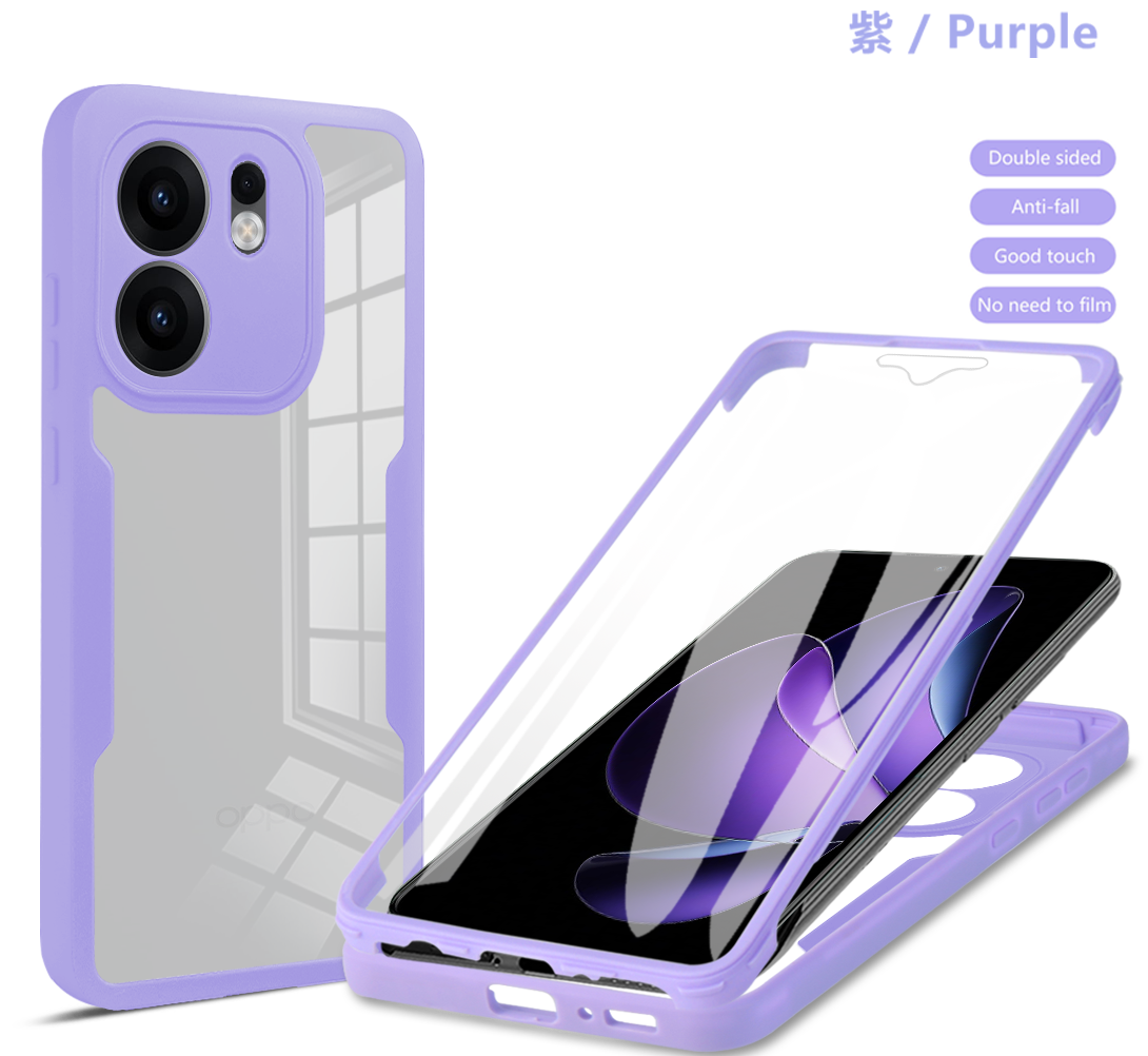 Full Body Protection Shockproof Case for OPPO Reno 13F 13FS 5G Reno 13 Pro Reno13 Protective Cover Clear Fundas Coque Capa: PURPLE / For iPhone 15 Pro