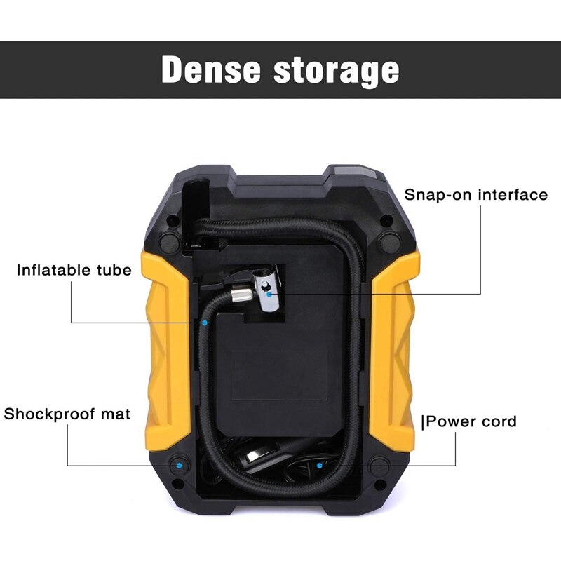 12V Car Air Pump Hand Held Portable Tire Inflator,22 Cylinder ligent Digital Display Air Compressor, with LED Light